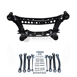 NEUTEILE für MERCEDES BENZ E-Klasse W210 S210 Hinterachse Achsträger Pulverbeschichtet + Buchsen + Querlenker Kraft Reinhoch